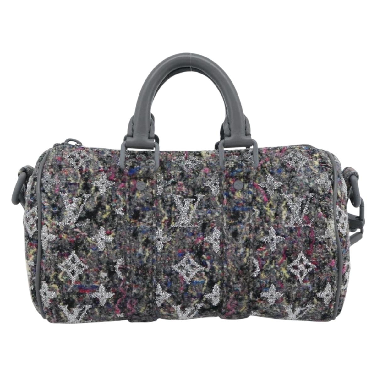 LOUIS VUITTON Monogram Felt Keepall XS Hand Bag Gray Pink M80821 Auth 191687SAM