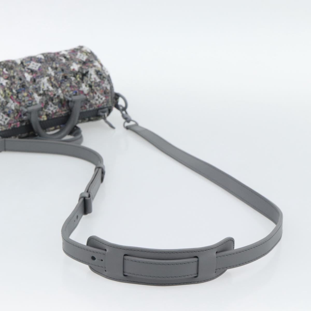 LOUIS VUITTON Monogram Felt Keepall XS Hand Bag Gray Pink M80821 Auth 191687SAM