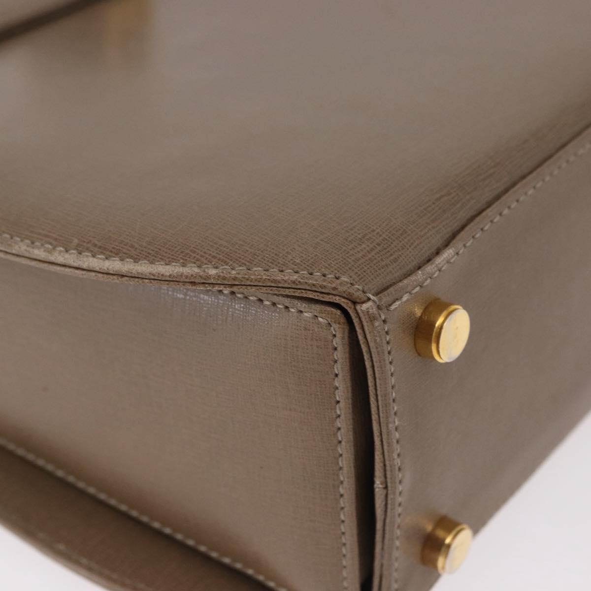 Salvatore Ferragamo Gancini Hand Bag Leather Beige Gold Auth 191690