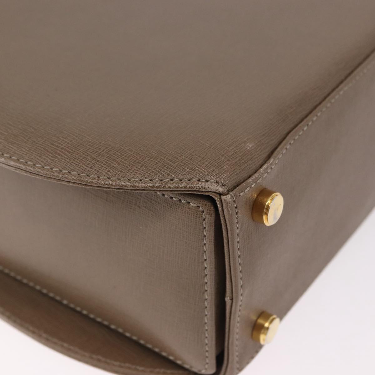 Salvatore Ferragamo Gancini Hand Bag Leather Beige Gold Auth 191690