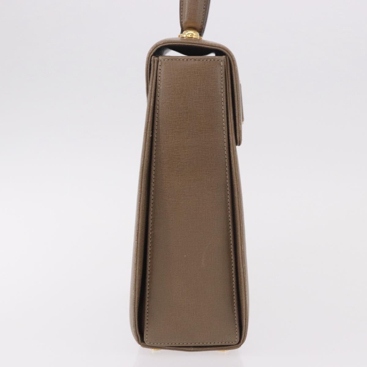 Salvatore Ferragamo Gancini Hand Bag Leather Beige Gold Auth 191690
