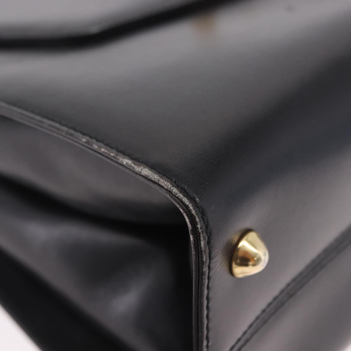 BALLY Hand Bag Leather Black Gold Auth 191691