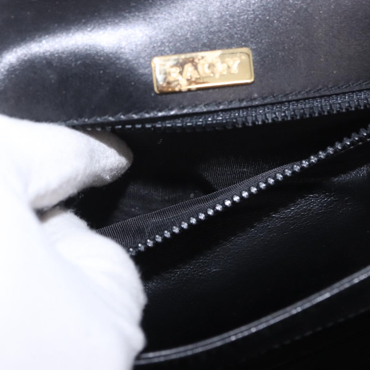 BALLY Hand Bag Leather Black Gold Auth 191691
