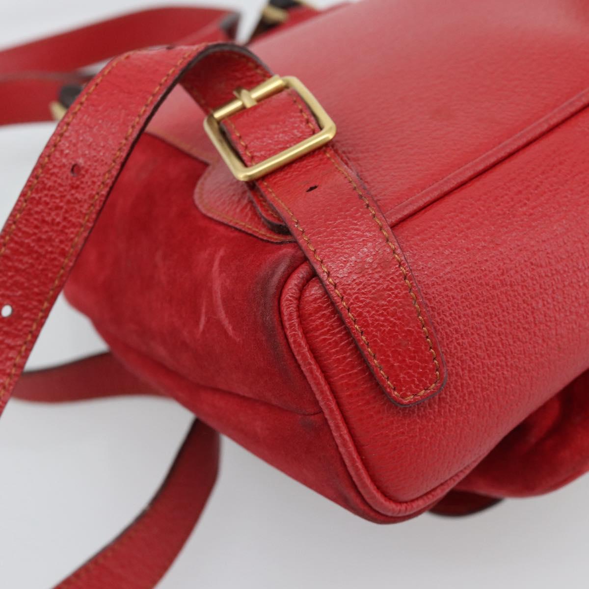 GUCCI Bamboo Backpack Suede Outlet Red Gold 003 0030 3444 Auth 191698