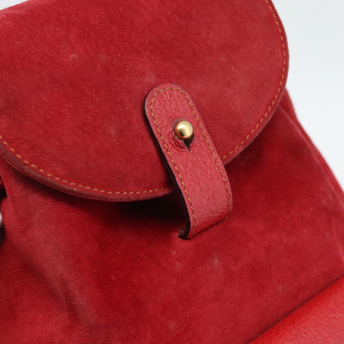GUCCI Bamboo Backpack Suede Outlet Red Gold 003 0030 3444 Auth 191698
