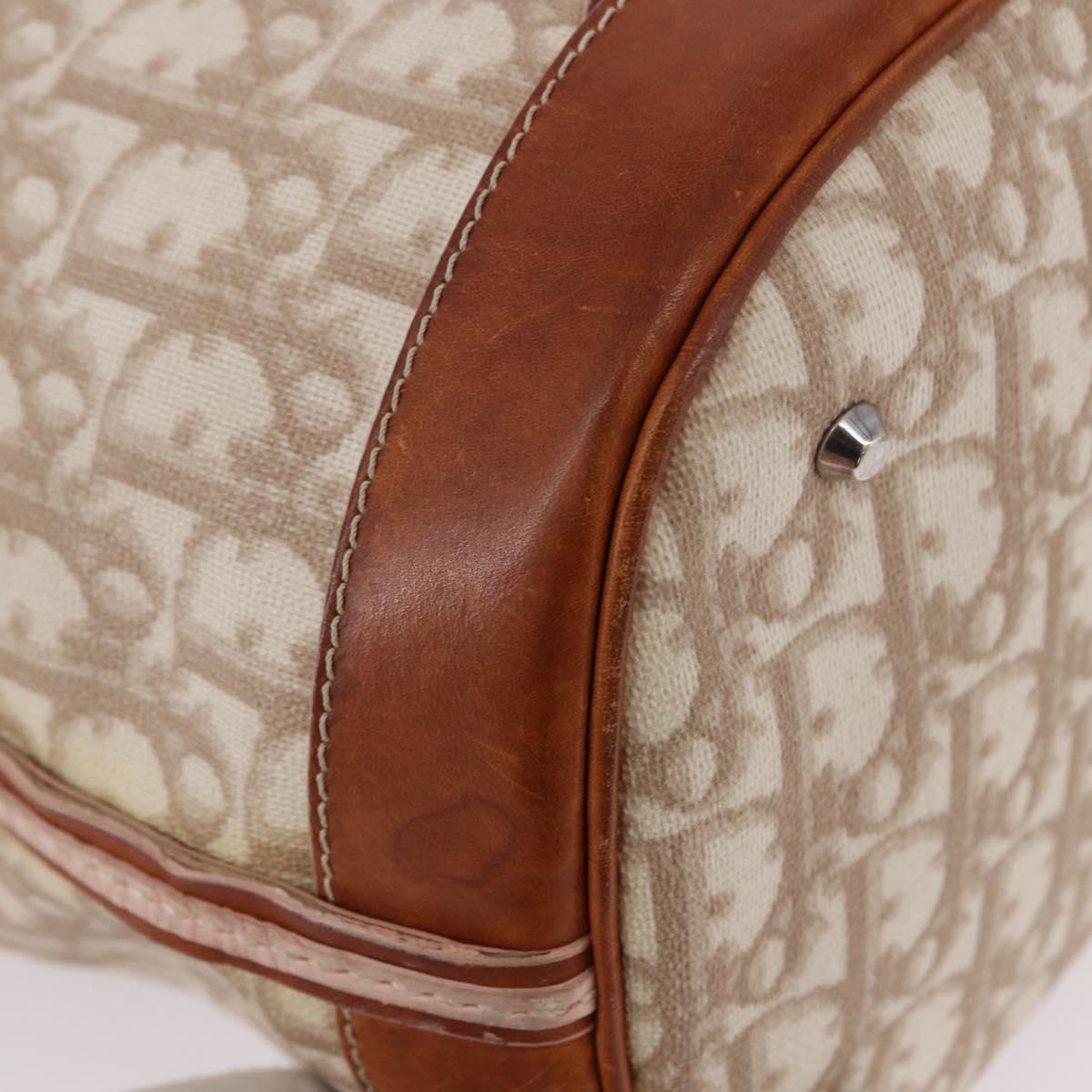 Christian Dior Romantic Chain Shoulder Bag PVC Beige Silver Auth 191704