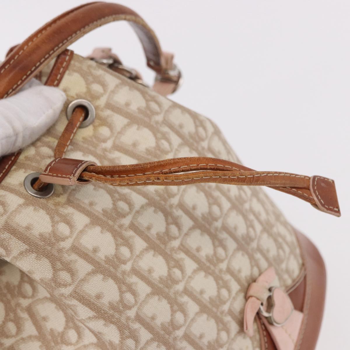 Christian Dior Romantic Chain Shoulder Bag PVC Beige Silver Auth 191704