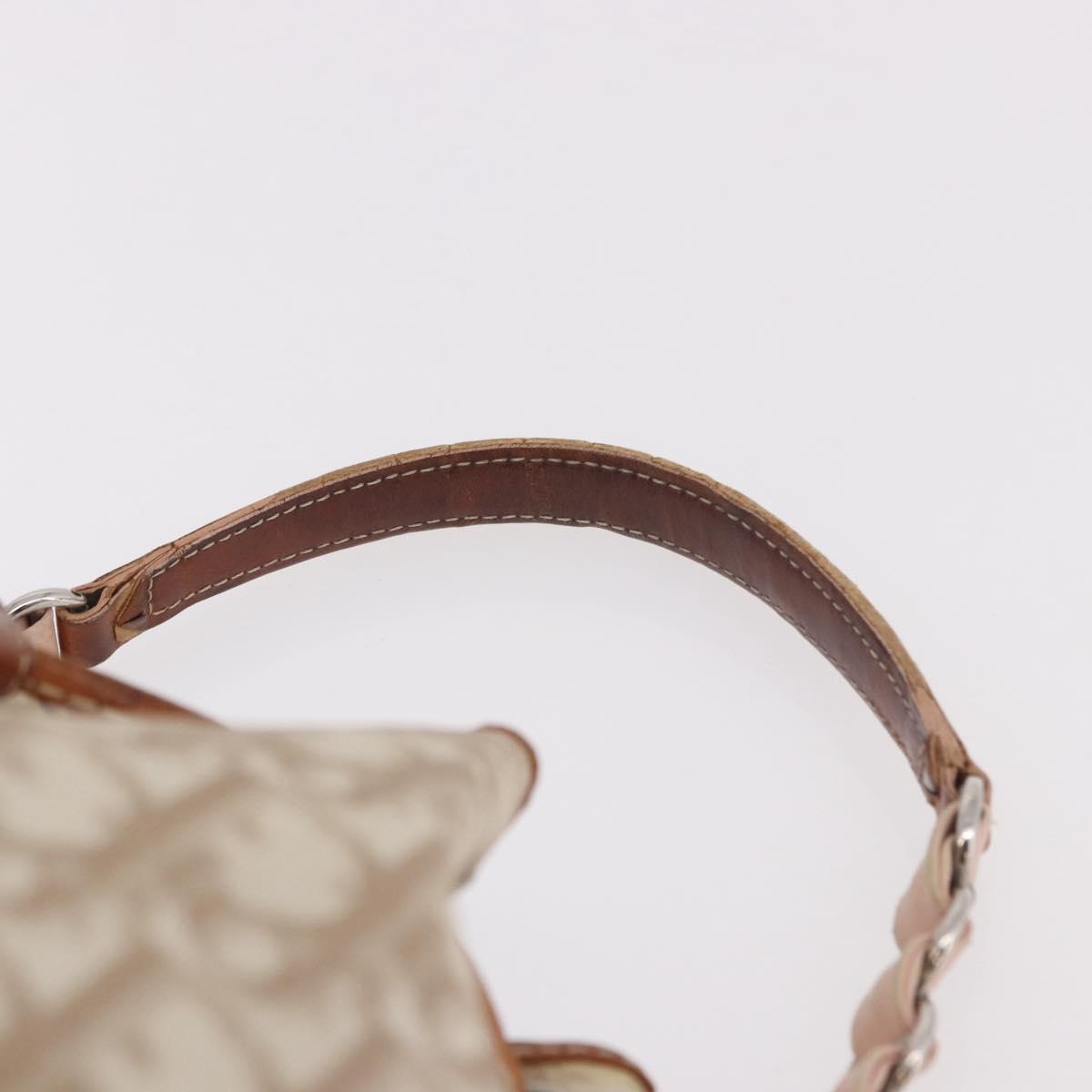 Christian Dior Romantic Chain Shoulder Bag PVC Beige Silver Auth 191704