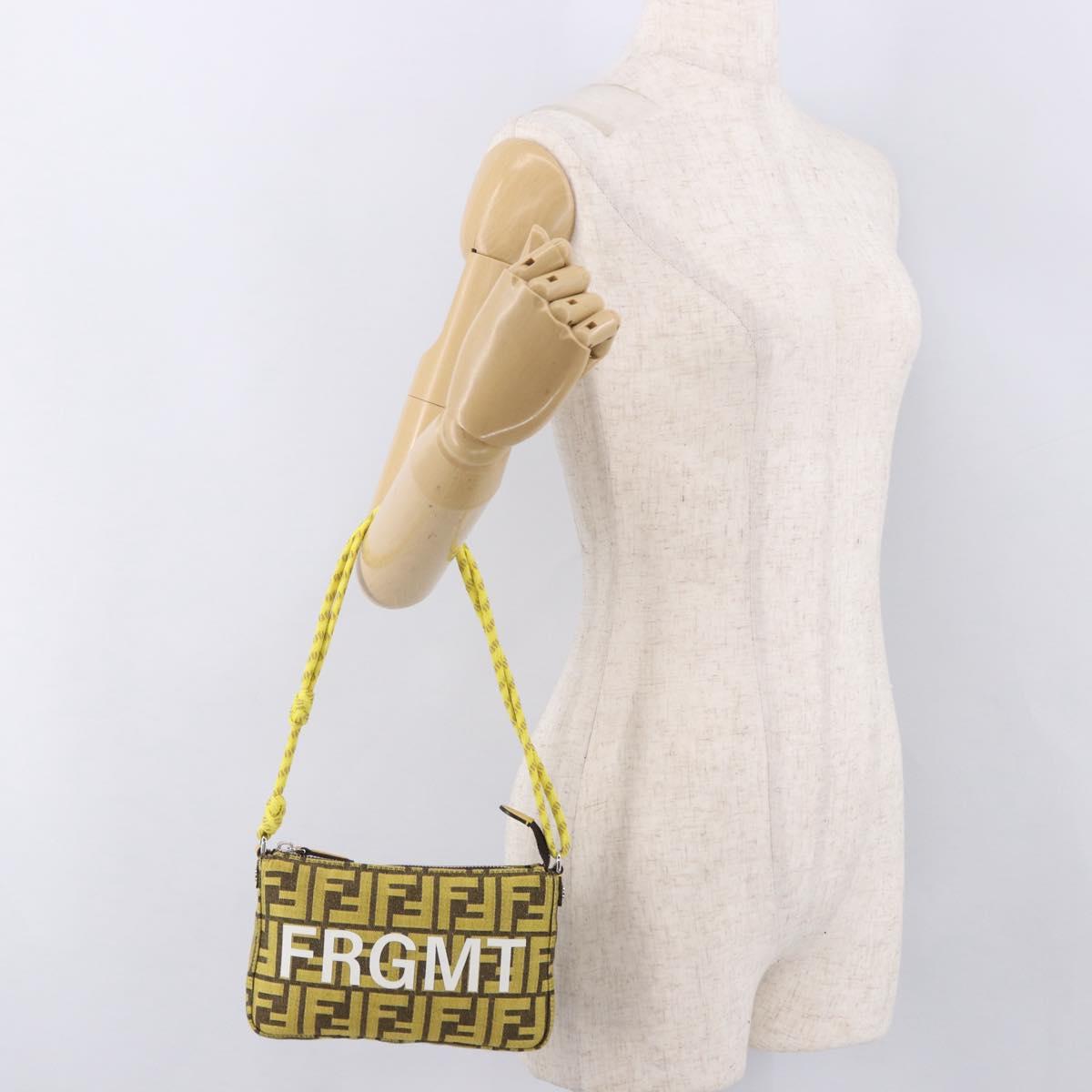 FENDI Zucca Canvas FRAGMENT Accessory Pouch Brown Silver 8BS073 Auth 191705SAM