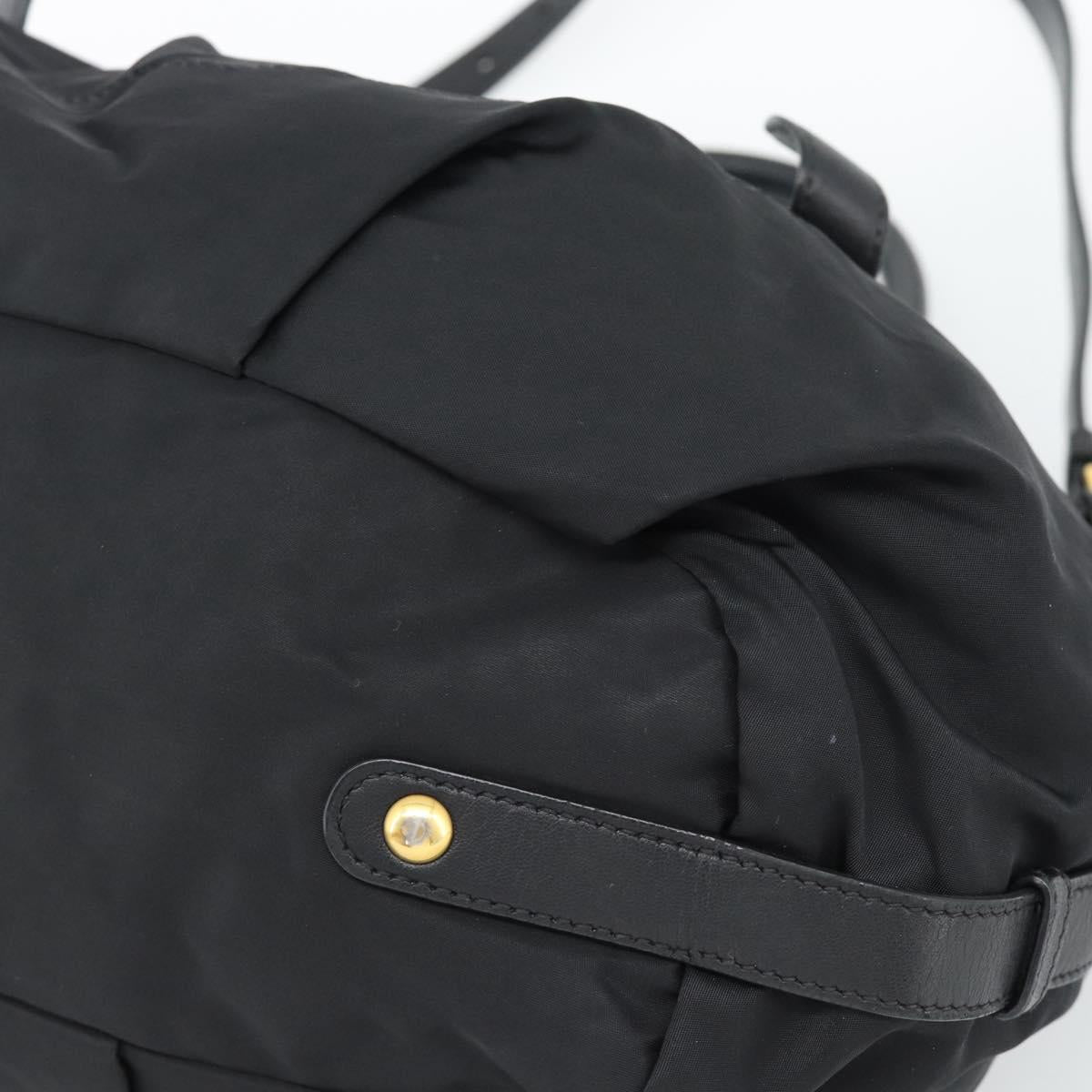 PRADA Hand Bag Nylon 2way Black Gold Auth 191710V
