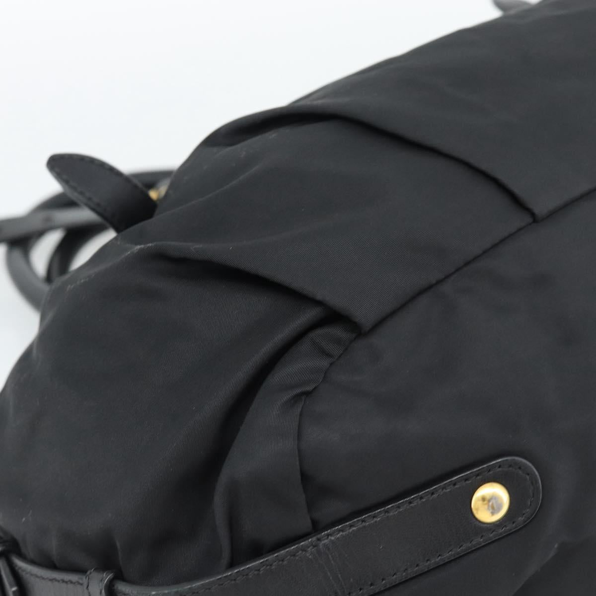 PRADA Hand Bag Nylon 2way Black Gold Auth 191710V