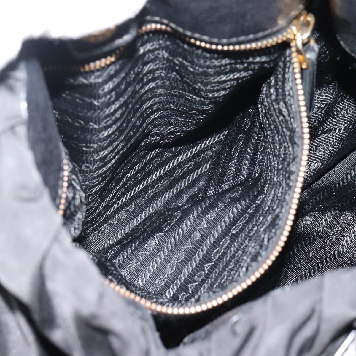 PRADA Hand Bag Nylon 2way Black Gold Auth 191710V