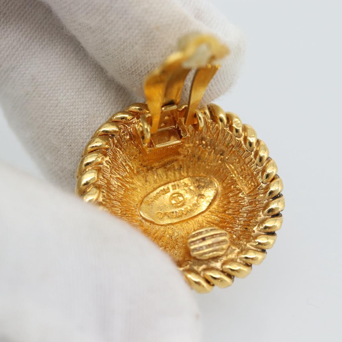 CHANEL COCO Mark Earring Metal Gold Tone CC Auth 191713V