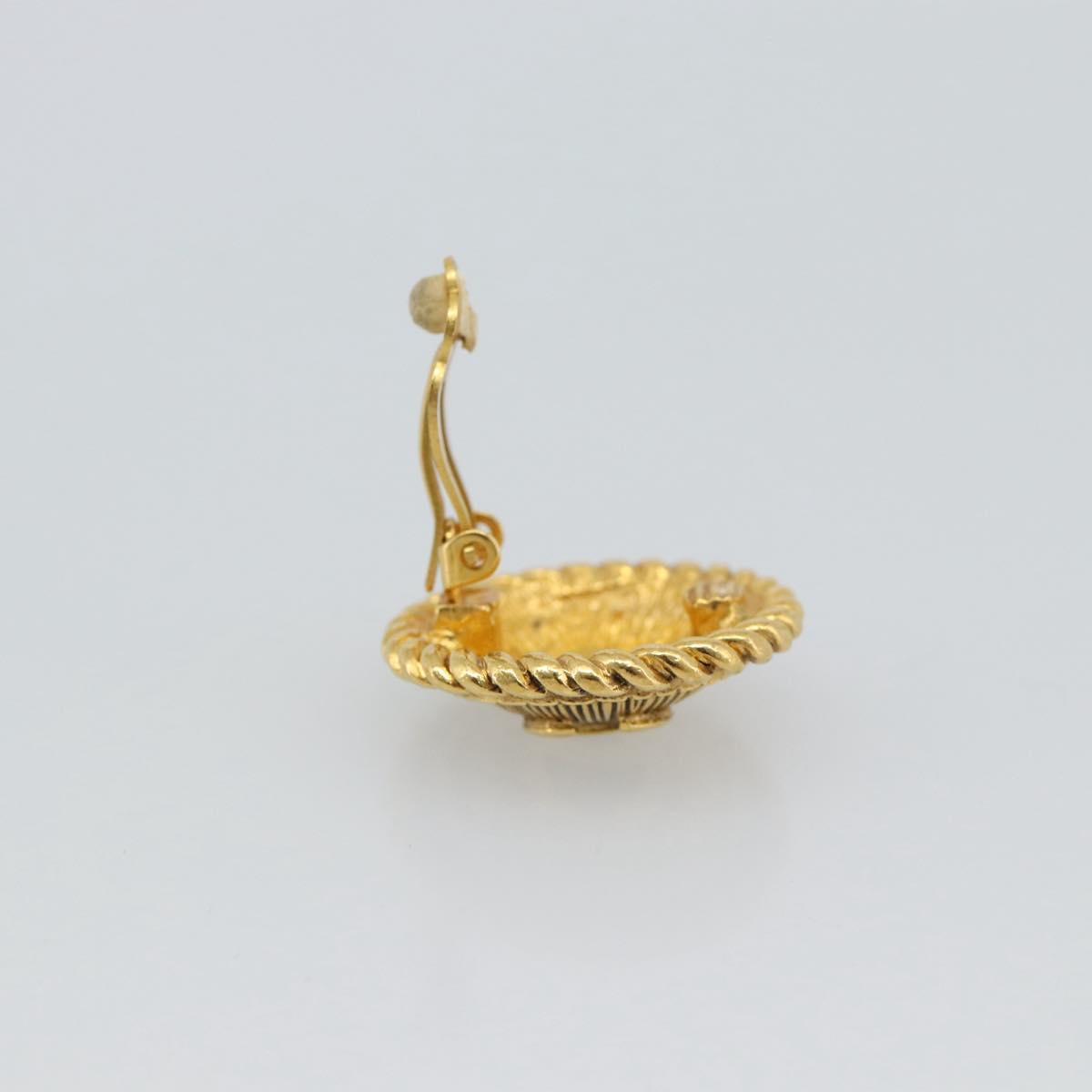 CHANEL COCO Mark Earring Metal Gold Tone CC Auth 191713V