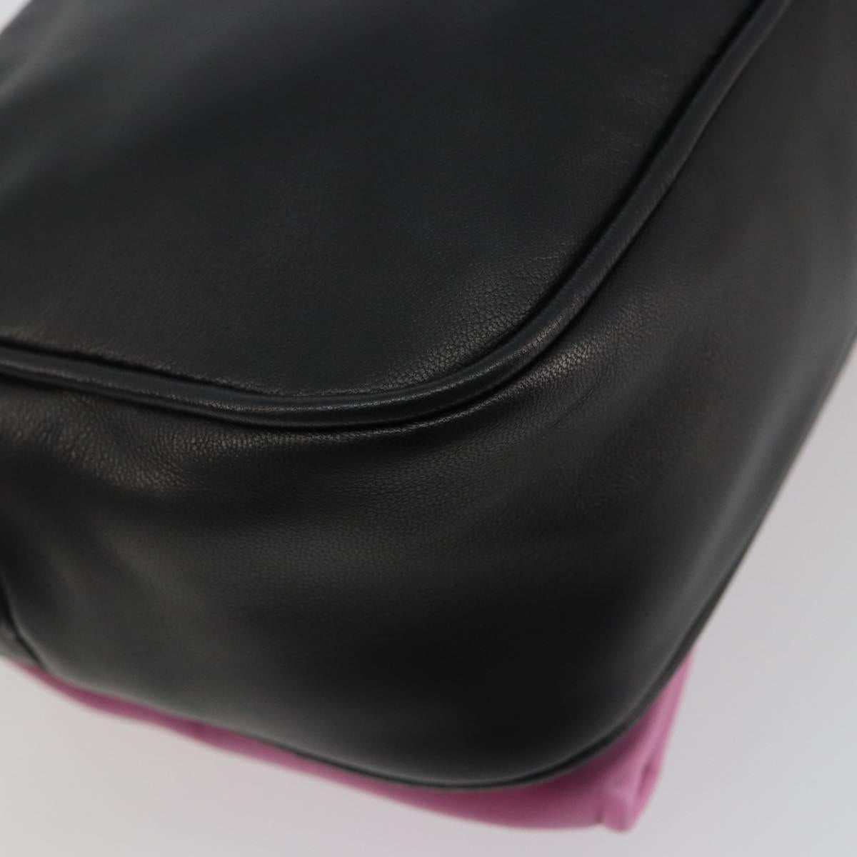PRADA Ribbon Shoulder Bag Leather Black Pink Auth 191719V