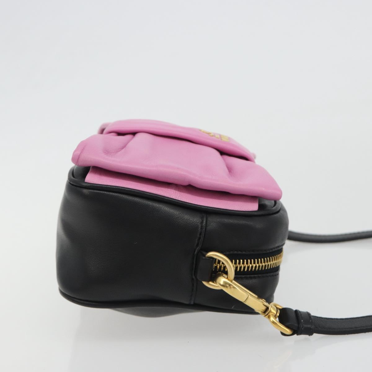 PRADA Ribbon Shoulder Bag Leather Black Pink Auth 191719V