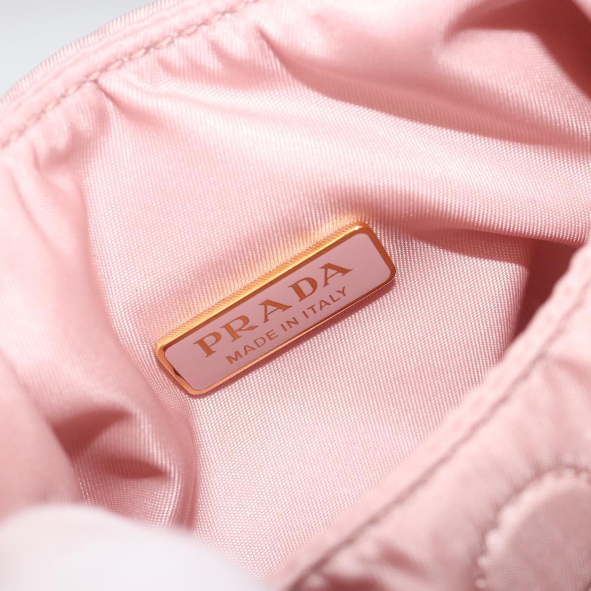 PRADA Ribbon Hand Bag Nylon 2way Pink Gold Tone Auth 191720SM