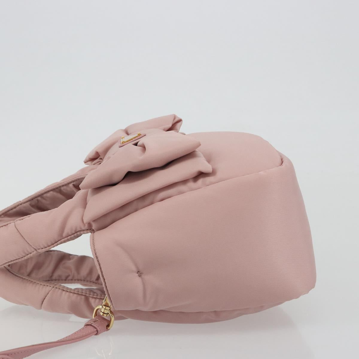 PRADA Ribbon Hand Bag Nylon 2way Pink Gold Tone Auth 191720SM