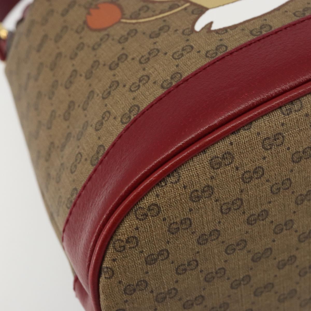 GUCCI Micro GG Doraemon Shoulder Bag PVC Beige Gold Tone 655597 Auth 191721SM
