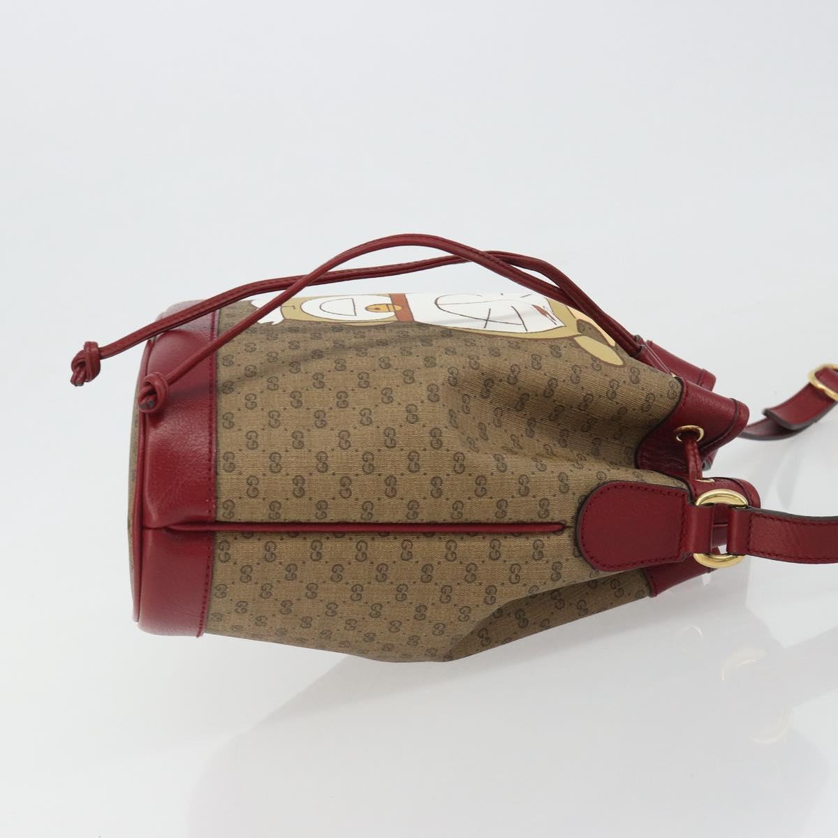 GUCCI Micro GG Doraemon Shoulder Bag PVC Beige Gold Tone 655597 Auth 191721SM