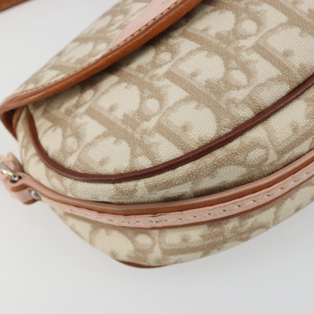 Christian Dior Trotter Romantic Chain Shoulder Bag Beige Silver Auth 191723A