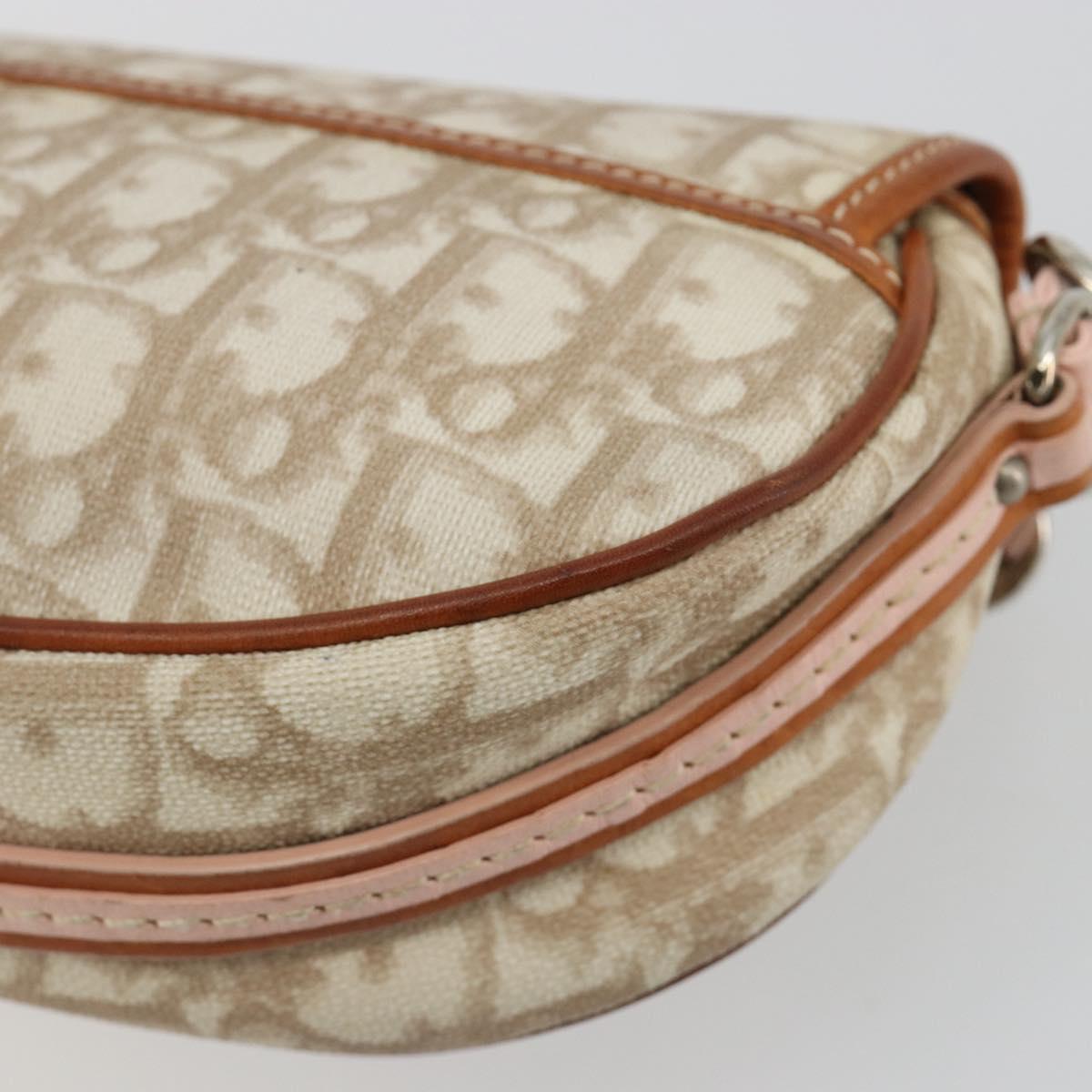 Christian Dior Trotter Romantic Chain Shoulder Bag Beige Silver Auth 191723A