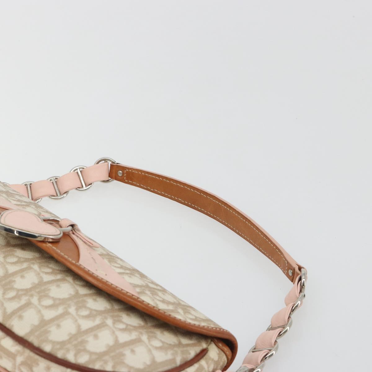 Christian Dior Trotter Romantic Chain Shoulder Bag Beige Silver Auth 191723A