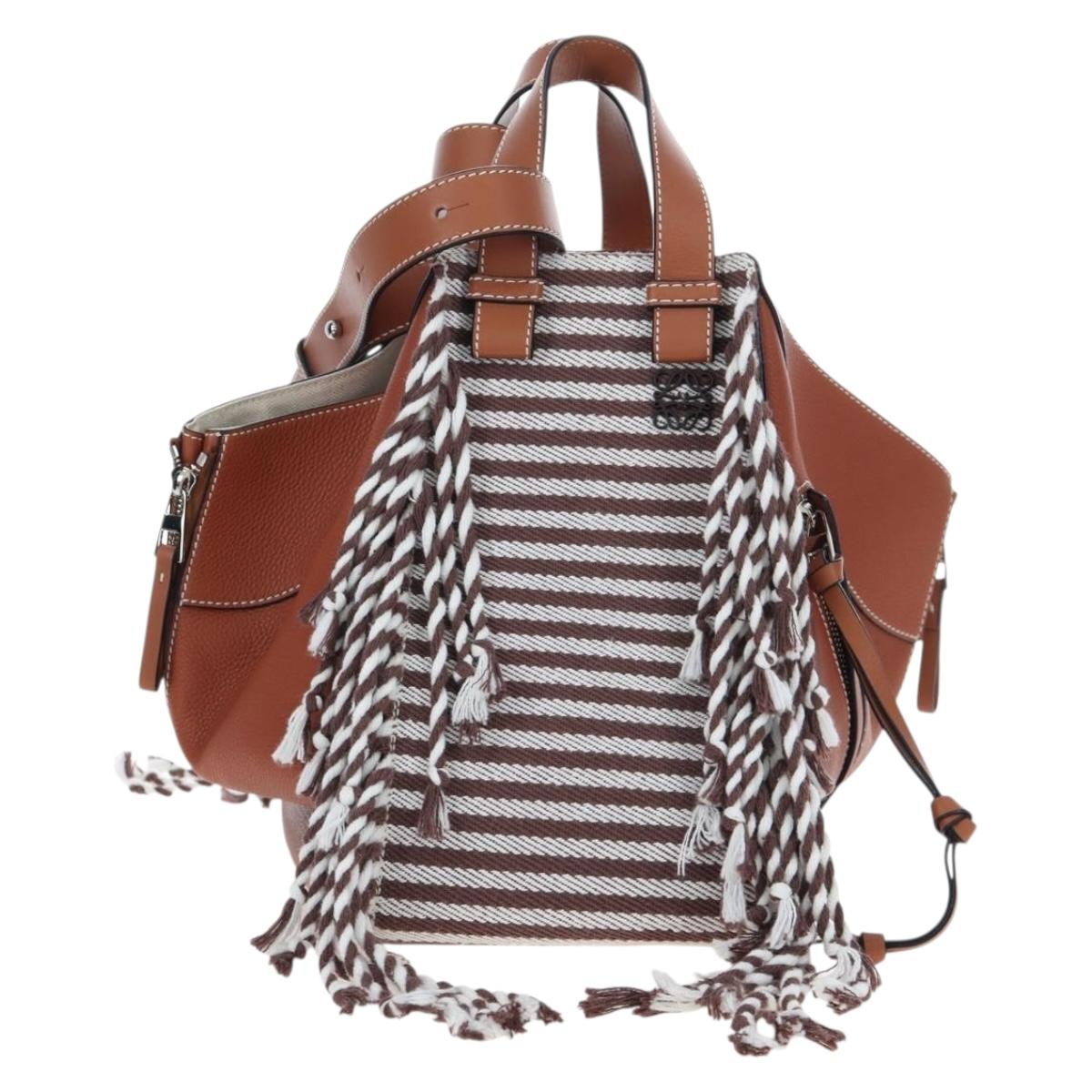 LOEWE Hammock Small Hand Bag Leather 2way Brown Silver Auth 191725SAM