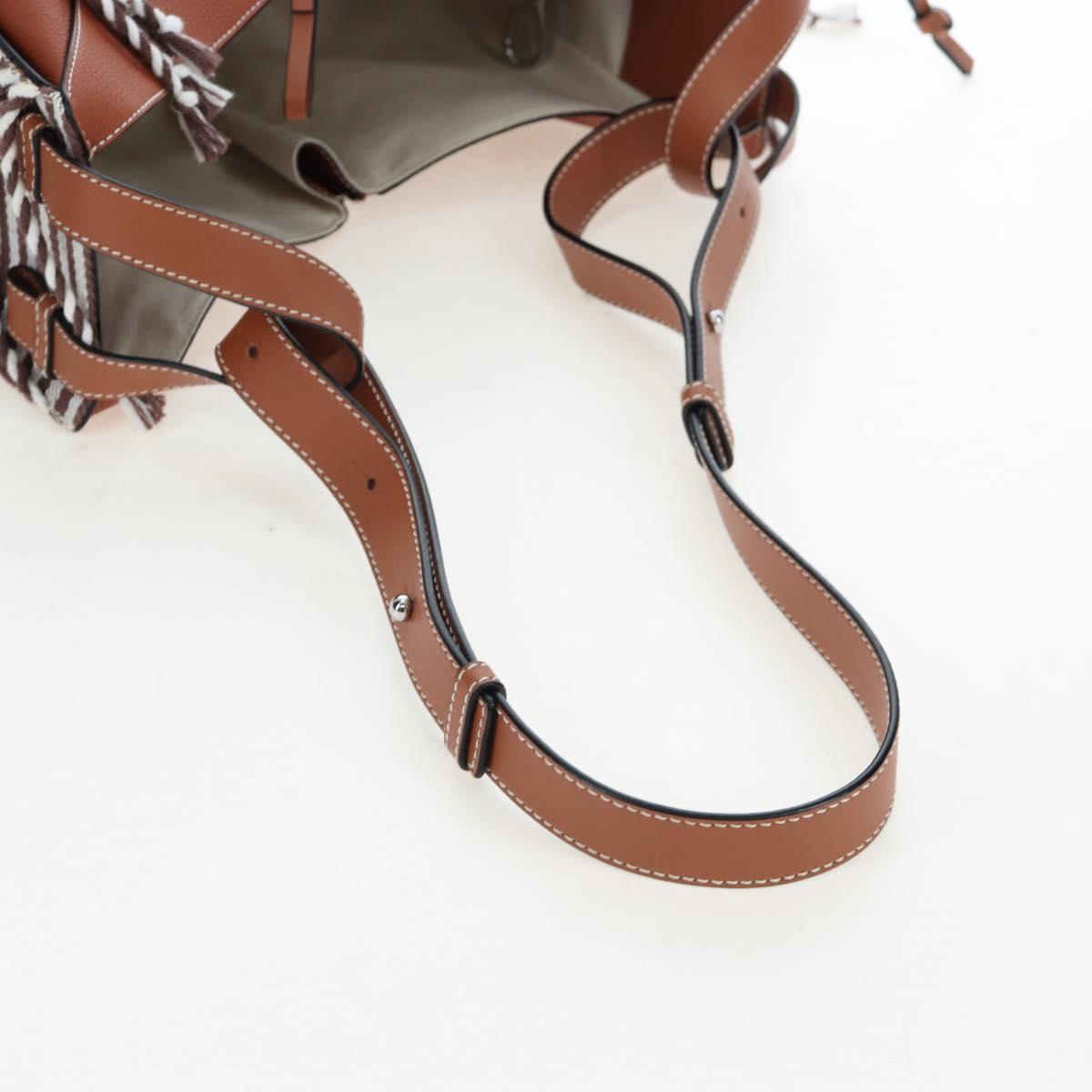 LOEWE Hammock Small Hand Bag Leather 2way Brown Silver Auth 191725SAM