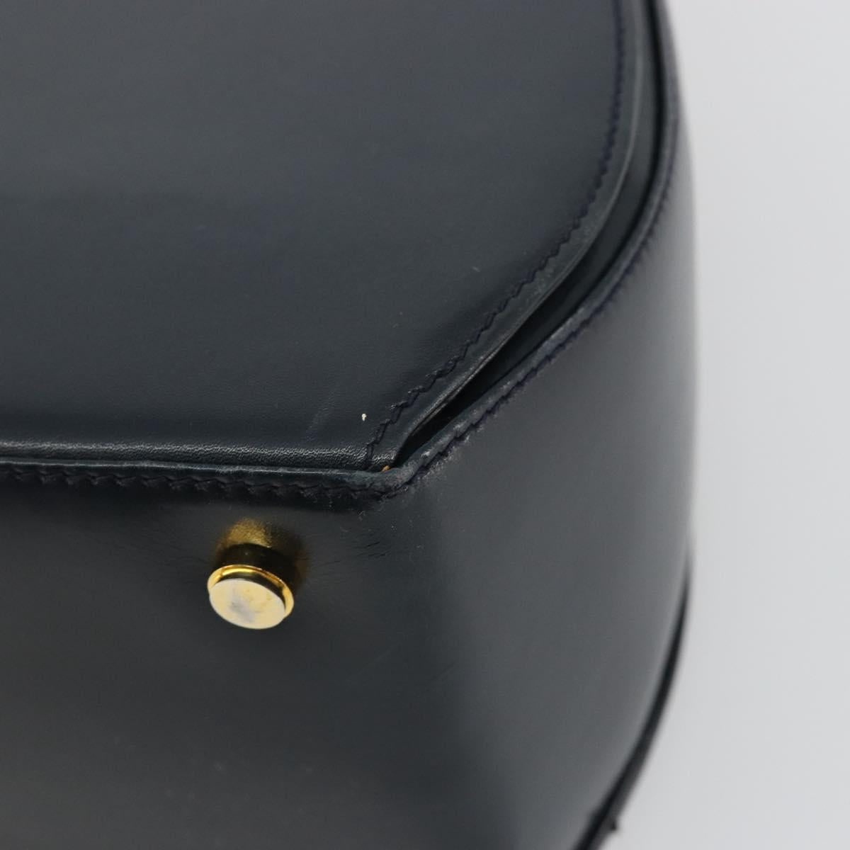 Salvatore Ferragamo Gancini Hand Bag Leather Navy Gold Tone Auth 191733A