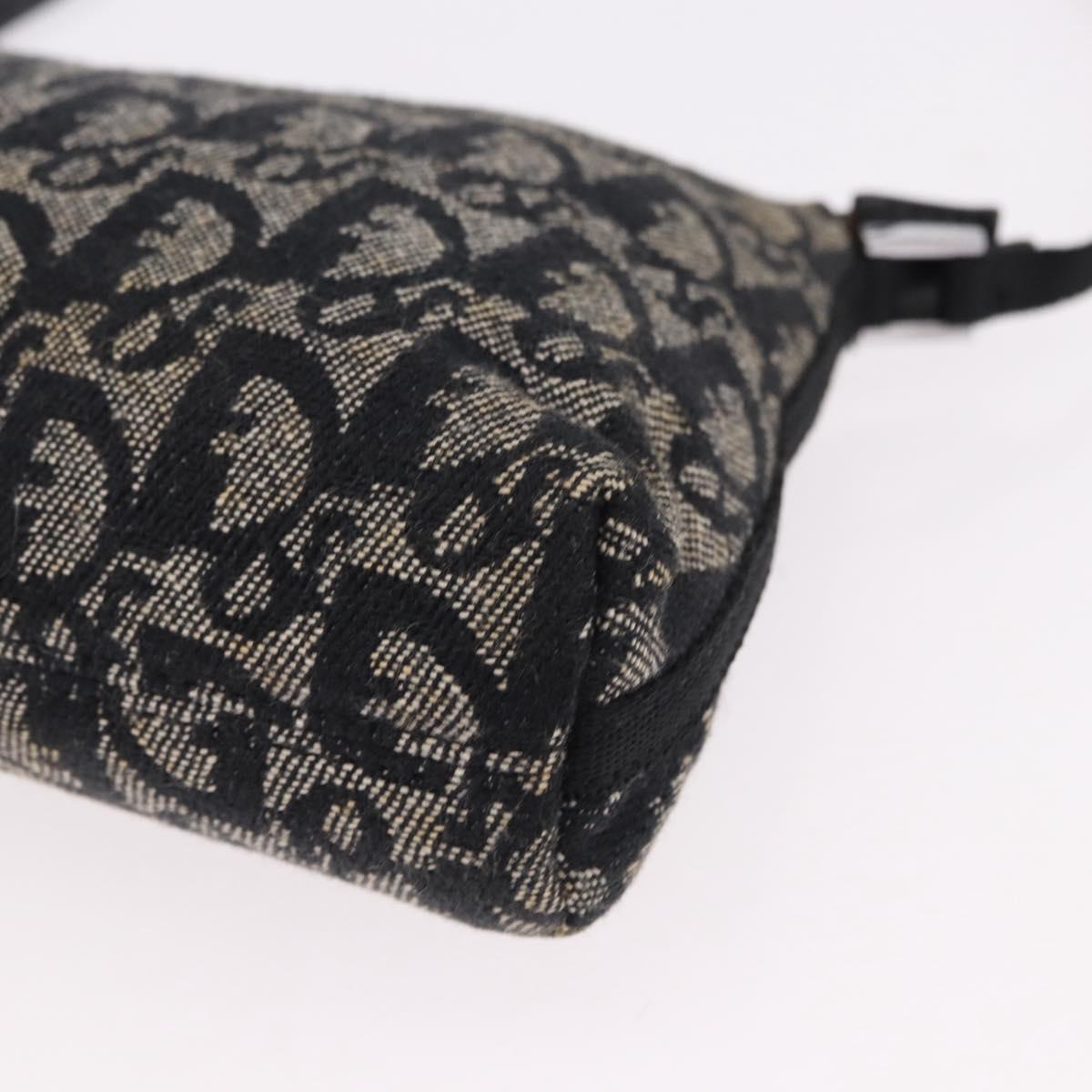 Christian Dior Trotter Canvas Accessory Pouch Black Silver Auth 191735A
