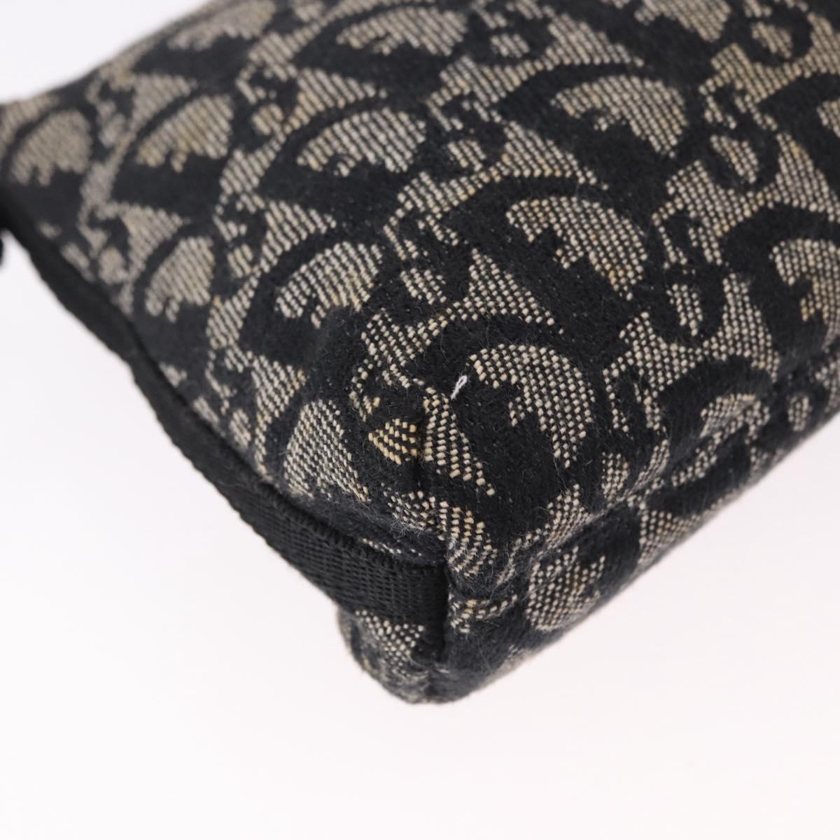 Christian Dior Trotter Canvas Accessory Pouch Black Silver Auth 191735A