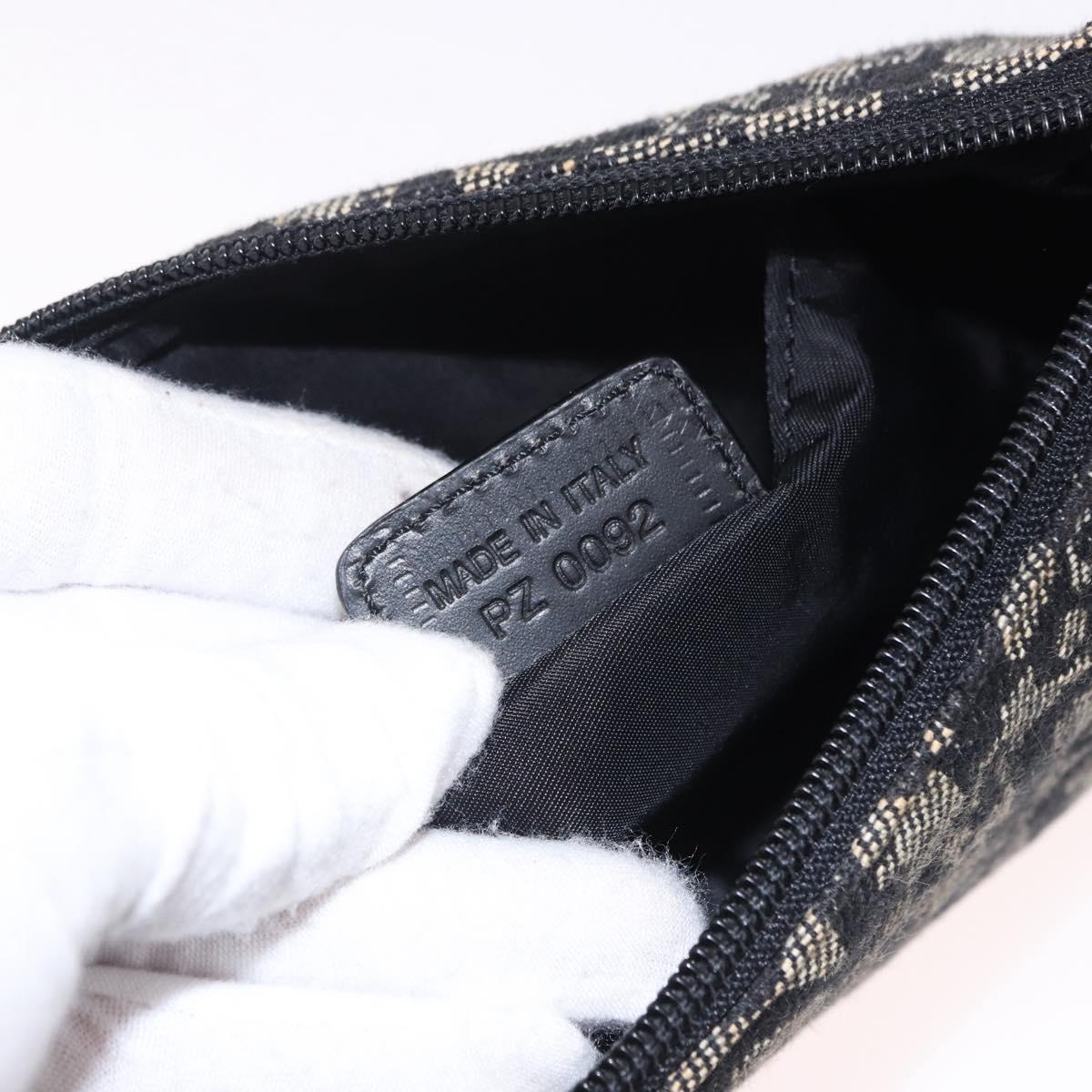 Christian Dior Trotter Canvas Accessory Pouch Black Silver Auth 191735A