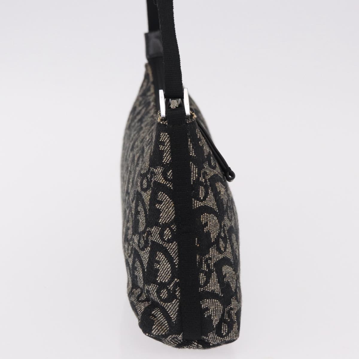 Christian Dior Trotter Canvas Accessory Pouch Black Silver Auth 191735A