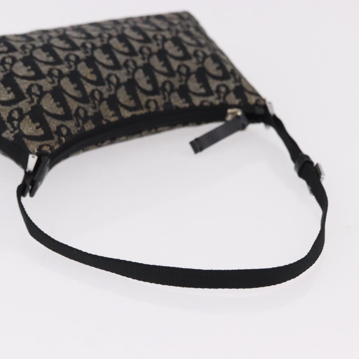 Christian Dior Trotter Canvas Accessory Pouch Black Silver Auth 191735A