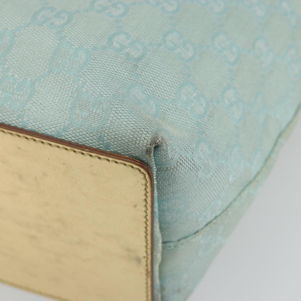GUCCI GG Canvas Tote Bag Light Blue Gold Tone 002.1099 Auth 191736