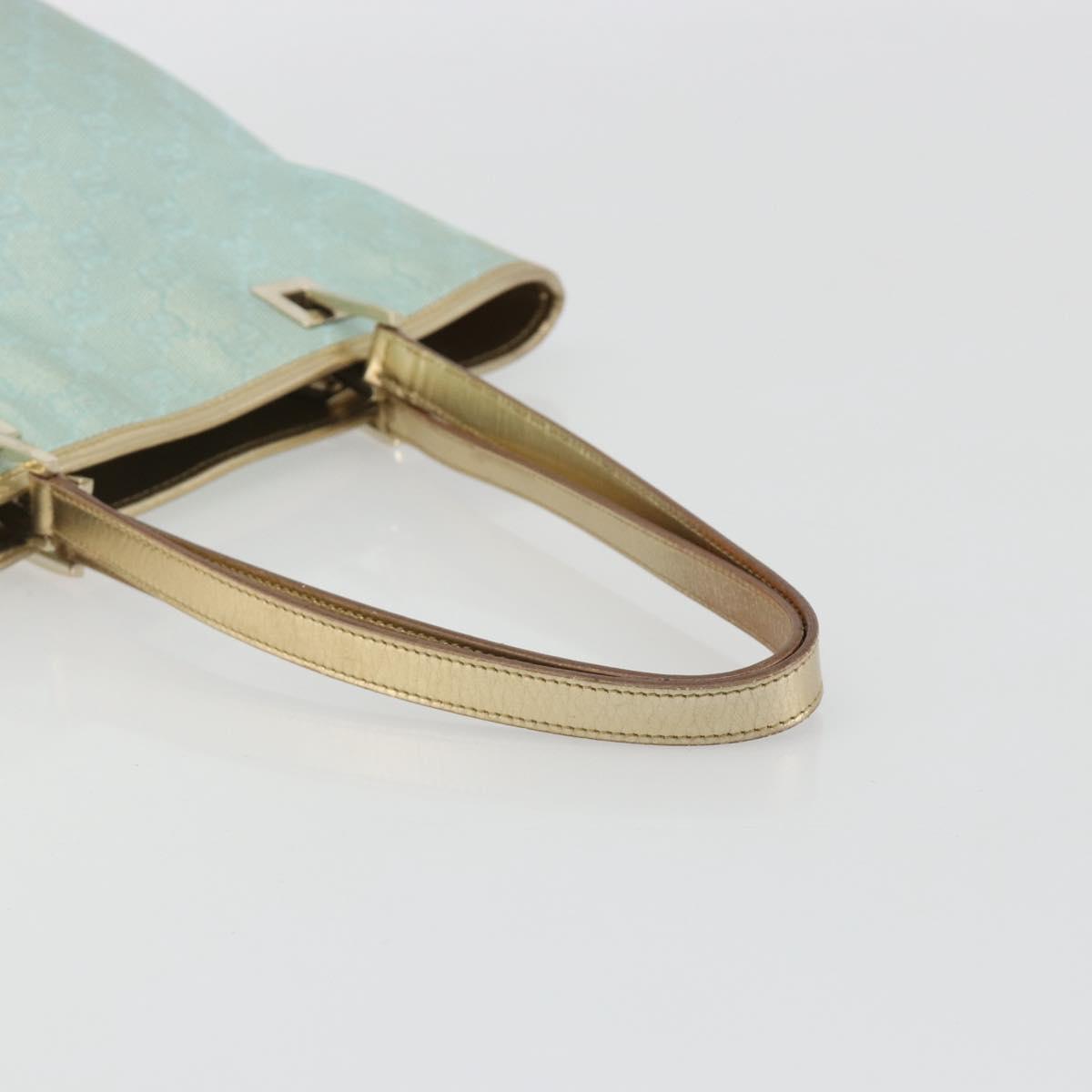 GUCCI GG Canvas Tote Bag Light Blue Gold Tone 002.1099 Auth 191736