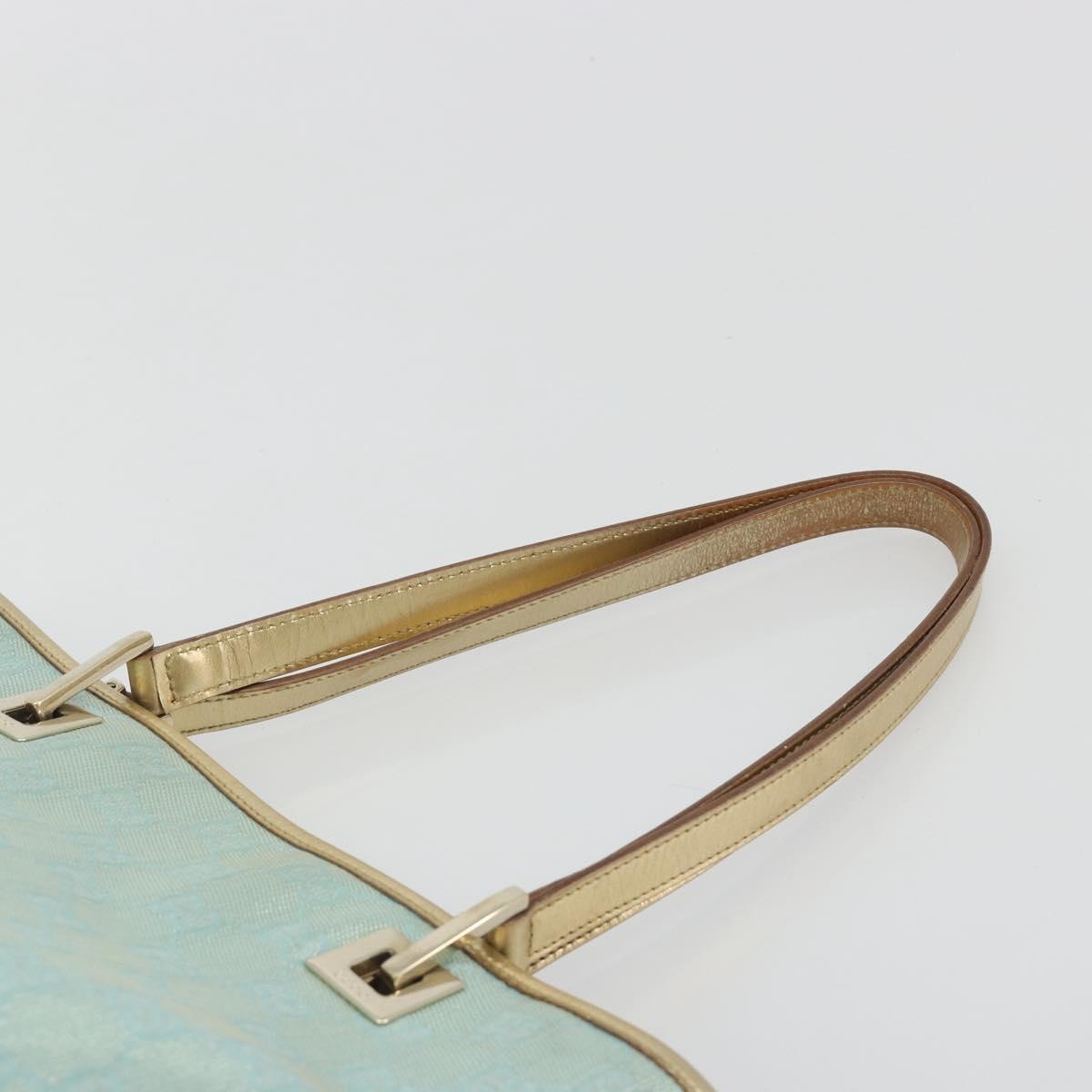 GUCCI GG Canvas Tote Bag Light Blue Gold Tone 002.1099 Auth 191736