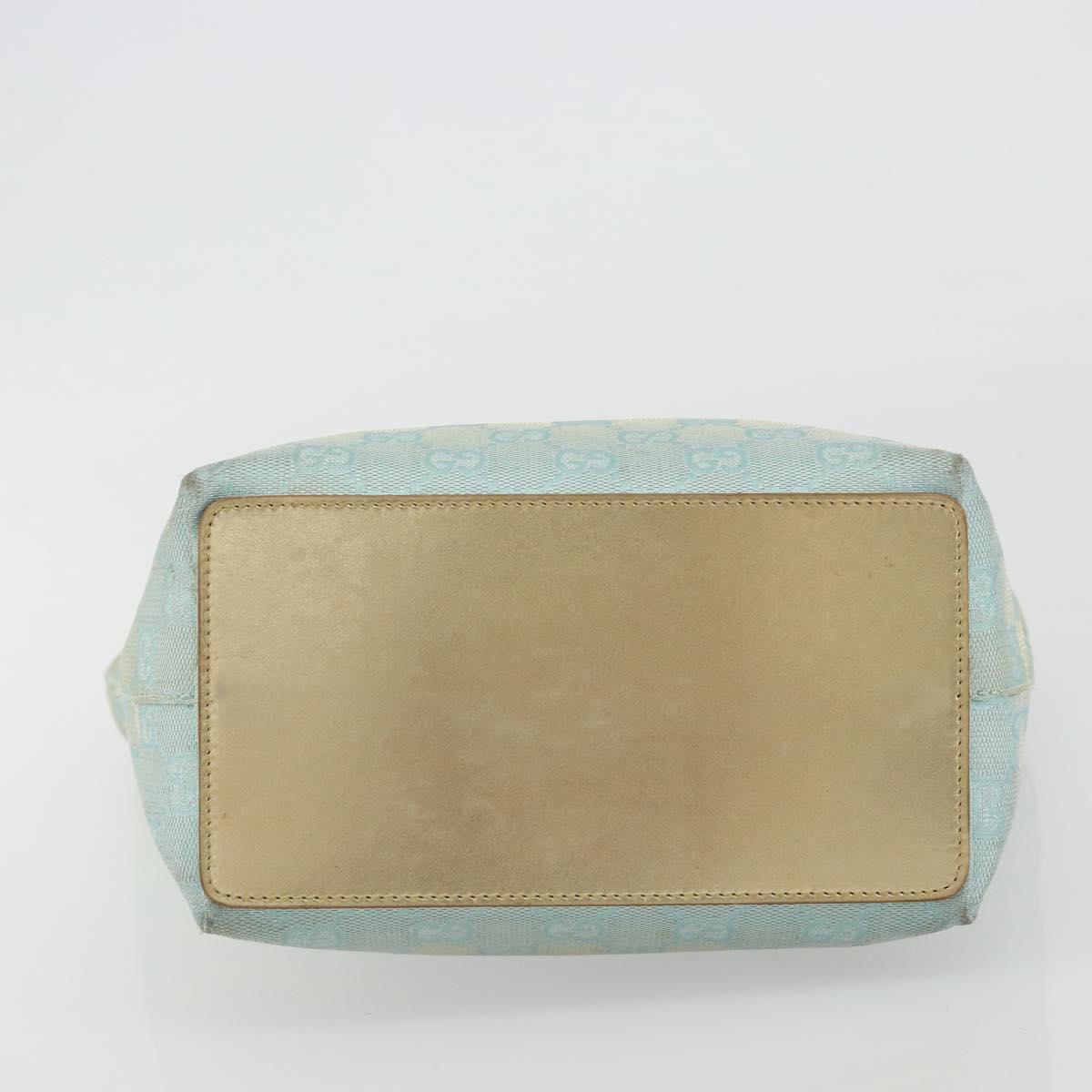 GUCCI GG Canvas Tote Bag Light Blue Gold Tone 002.1099 Auth 191736