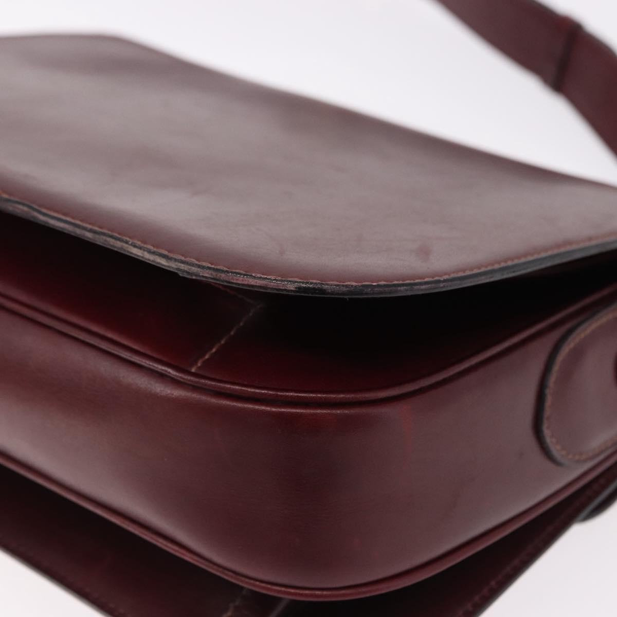 CELINE Horse Carriage Shoulder Bag Leather Bordeaux Gold Tone Auth 191737