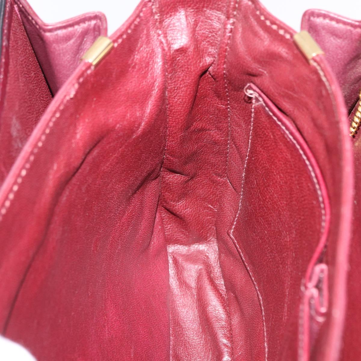 CELINE Horse Carriage Shoulder Bag Leather Bordeaux Gold Tone Auth 191737