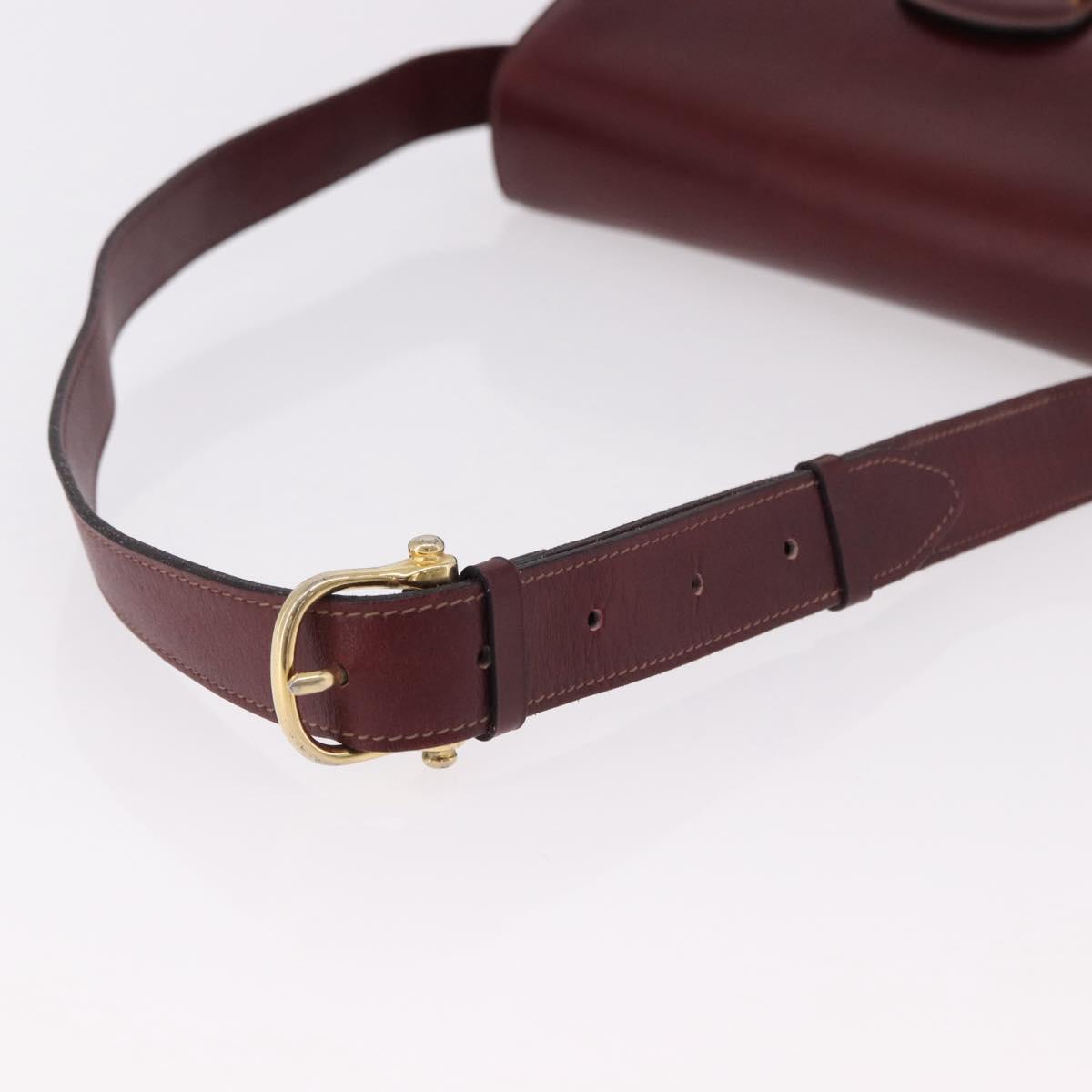 CELINE Horse Carriage Shoulder Bag Leather Bordeaux Gold Tone Auth 191737