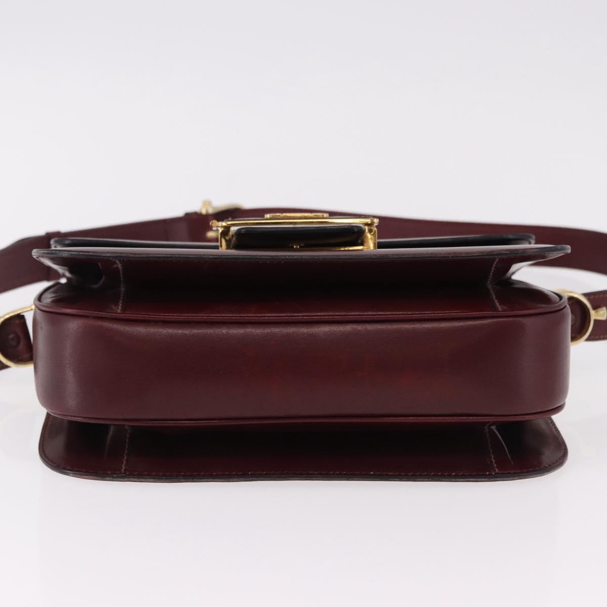 CELINE Horse Carriage Shoulder Bag Leather Bordeaux Gold Tone Auth 191737