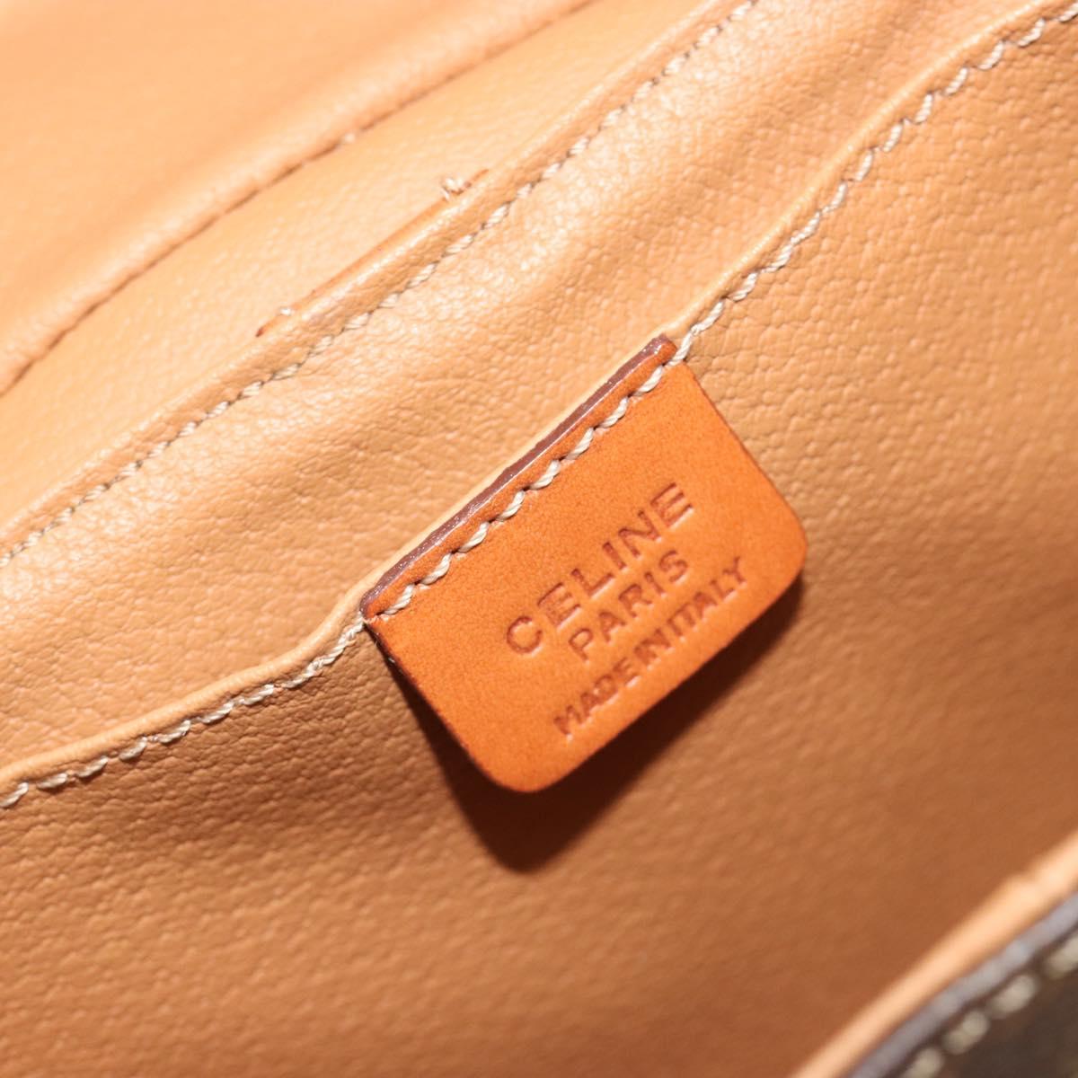 CELINE Macadam Vanity Hand Bag PVC Leather 2way Brown Gold Tone Auth 191738V
