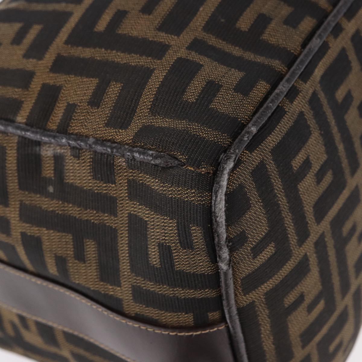 FENDI Zucca Canvas Vanity Hand Bag Brown Gold Auth 191739