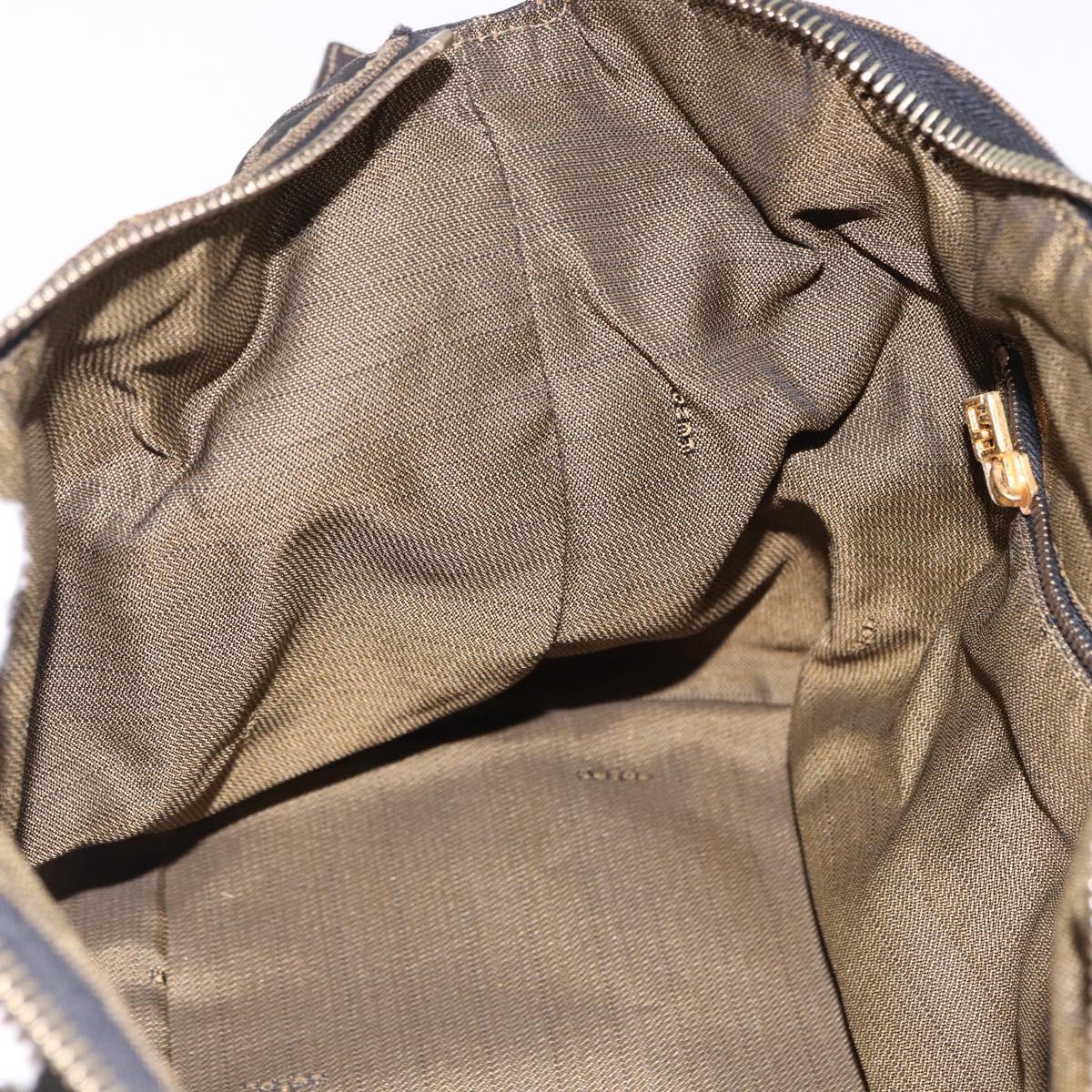 FENDI Zucca Canvas Vanity Hand Bag Brown Gold Auth 191739