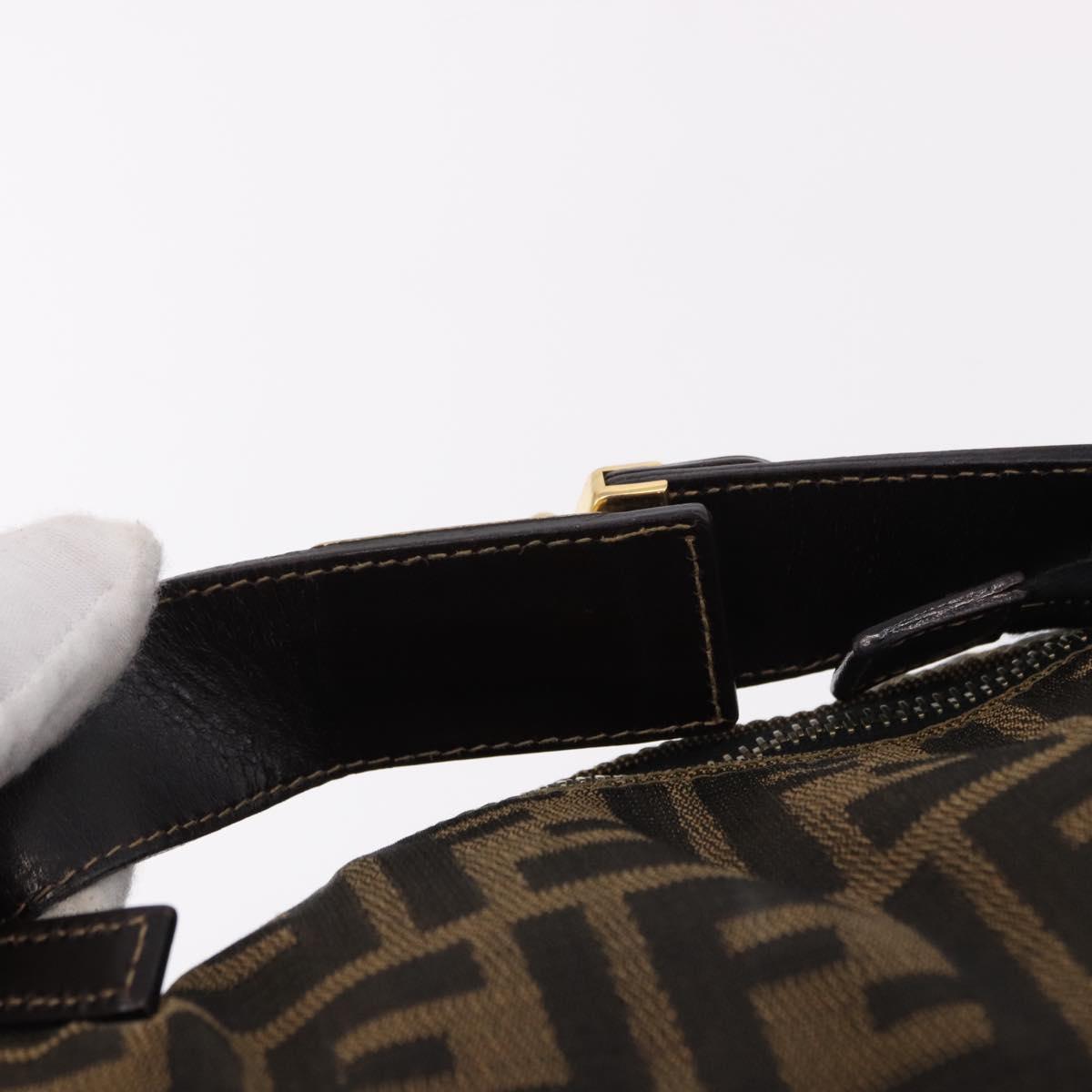 FENDI Zucca Canvas Vanity Hand Bag Brown Gold Auth 191739