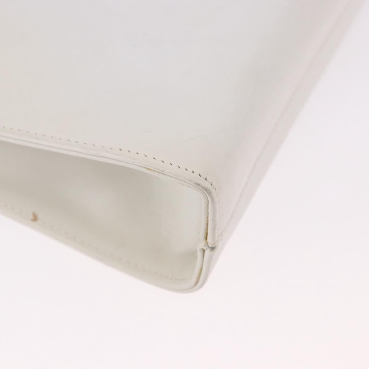 Salvatore Ferragamo Gancini Chain Shoulder Bag Leather White Gold Auth 191748