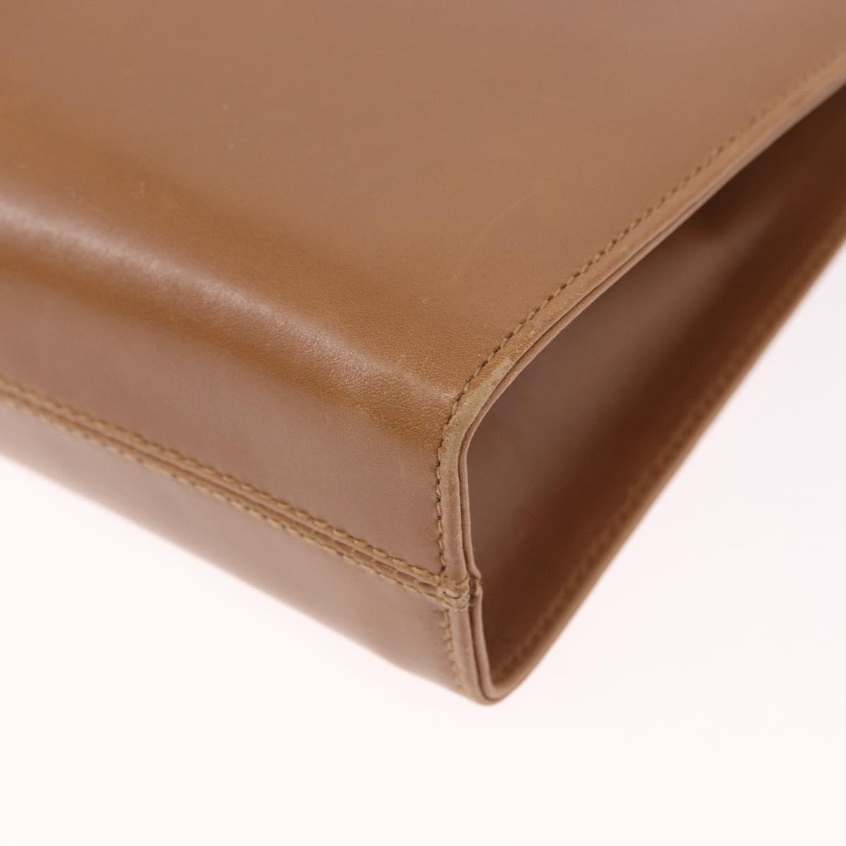 Salvatore Ferragamo Gancini Chain Shoulder Bag Leather Brown Gold Auth 191749
