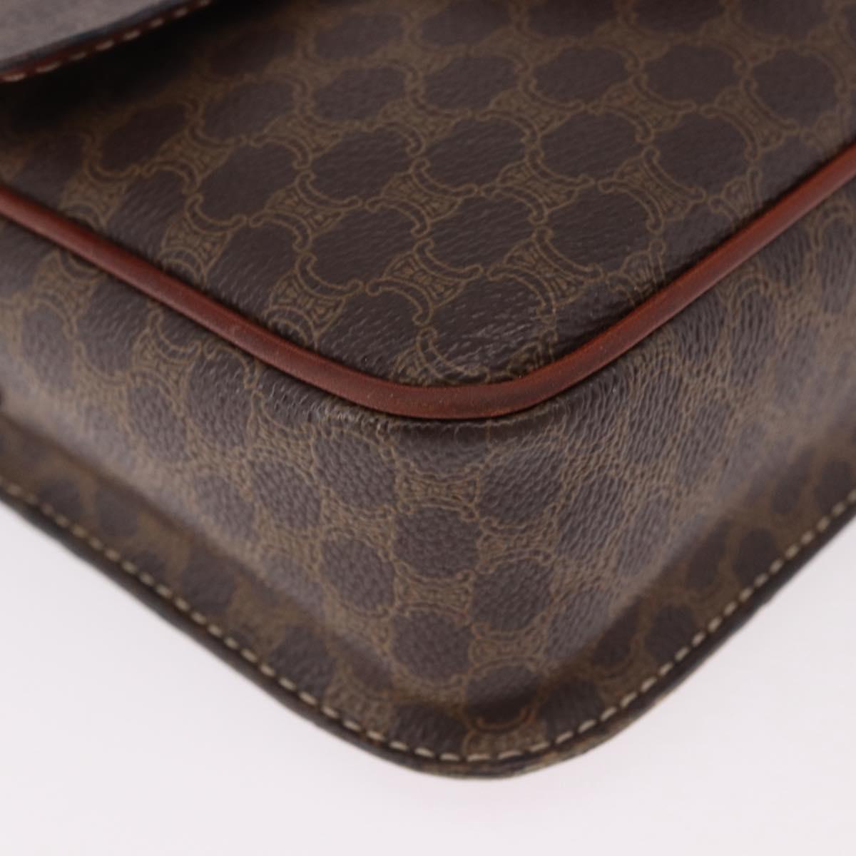 CELINE Macadam Circle Shoulder Bag PVC Brown Gold Tone Auth 191752
